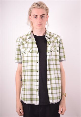LEVI'S MENS VINTAGE SHIRT MEDIUM GREEN CHECK 90S