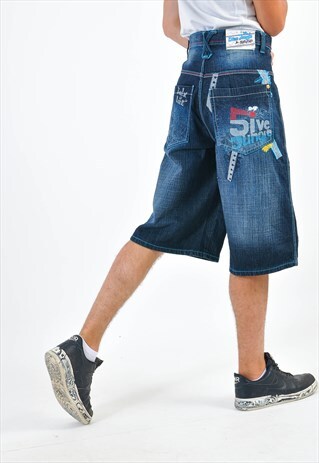 VINTAGE EMBROIDERED DENIM SHORTS
