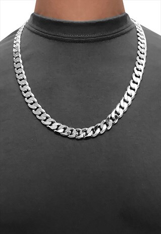 12MM 22" 925 STERLING SILVER WIDE CHUNKY CURB NECKLACE CHAIN