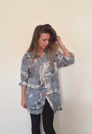 CRAZY PATTERNED VINTAGE RETRO OVERSIZED SHIRT