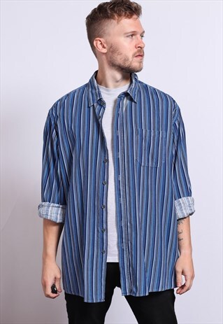 VINTAGE CORDUROY CORD STRIPED SHIRT