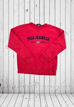 vintage red polo ralph lauren embroidered jumper