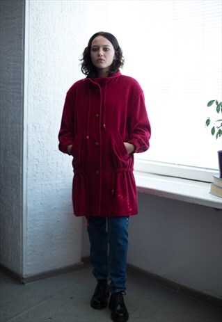 VINTAGE 80'S RED WOOL MIX PARKA