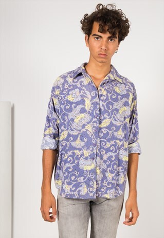 VINTAGE 80S CRAZY PRINT SHIRT / S1568