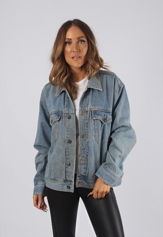VINTAGE DENIM JACKET OVERSIZED FITTED UK 14 LARGE (RBA)