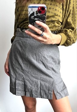 Gray Wool Mini Skirt 