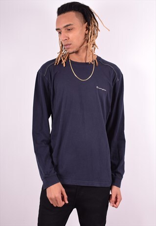 CHAMPION MENS VINTAGE TOP LONG SLEEVE XXL BLUE 90'S