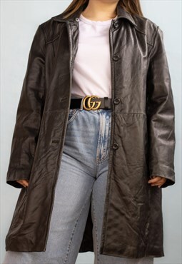 Vintage  Leather Jacket Worthington long in Black XL