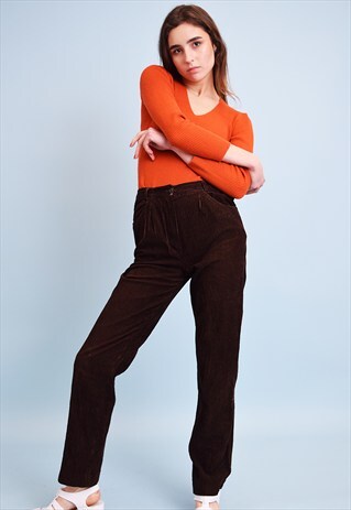 90'S RETRO CLASSY HIGHWAISTED CORDUROY TROUSERS