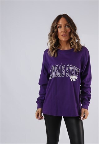 LONG SLEEVED TOP SWEATSHIRT OVERSIZED PRINT LOGO UK 14 (AI5G