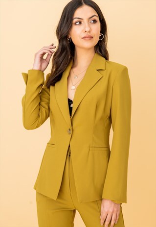 NOTCH COLLAR SINGLE BREASTED BLAZER IN OLIVE
