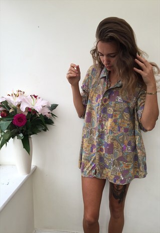 CRAZY PATTERN OVERSIZED UNISEX RETRO VINTAGE FESTIVAL SHIRT