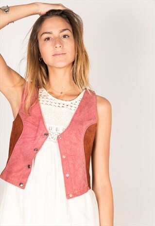 VINTAGE 70S BUTTONED SUEDE WAISTCOAT /R02973