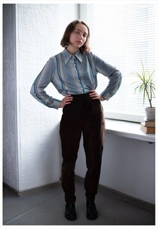 VINTAGE 70'S BROWN SUEDE HIGH WAISTED TROUSERS