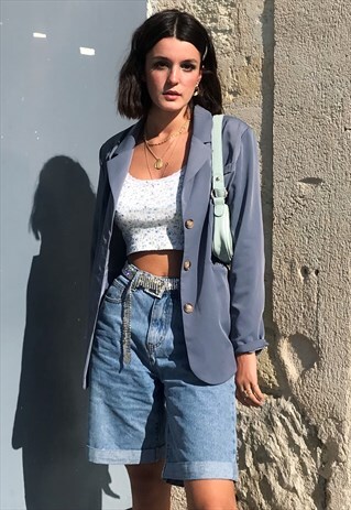 DUSTY BLUE DOUBLE BREASTED BLAZER