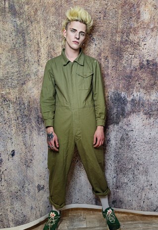 Boiler suit in green high quality utility jumpsuit work wear
