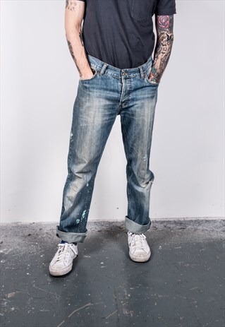VINTAGE BLUE LEVI'S 501 PAINT JEANS