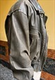 VINTAGE 90S LEATHER MOTO JACKET IN KAKI