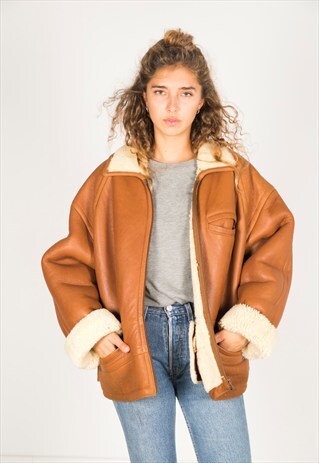 VINTAGE 80S WINTER SHEEPSKIN COAT / R2871