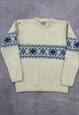 VINTAGE KNITTED JUMPER ABSTRACT PATTERNED KNIT SWEATER