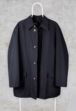 Vintage Brook Taverner Black Mac Overcoat Jacket Large 42