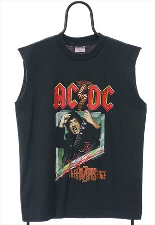 VINTAGE ACDC THE RAZORS EDGE TOUR 90S BLACK VEST WOMENS
