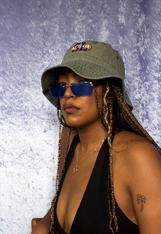 VINTAGE 90S Y2K ST. LUCIA UNISEX GREEN BUCKET HAT