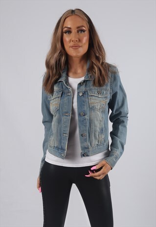 VINTAGE DENIM JACKET FITTED AEROPOSTALE UK 8 XS (FC3D)