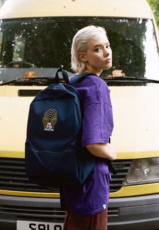 BACKPACK IN NAVY BLUE WITH DESIRE EMBROIDERY