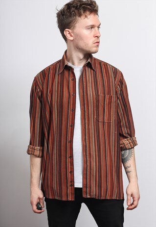VINTAGE CORDUROY CORD STRIPED SHIRT