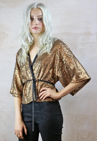 BUTTERSCOTCH SEQUIN KIMONO