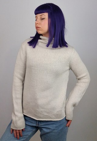 MARC O'POLO VINTAGE 90'S MERINO WOOL CREAM TURTLENECK JUMPER