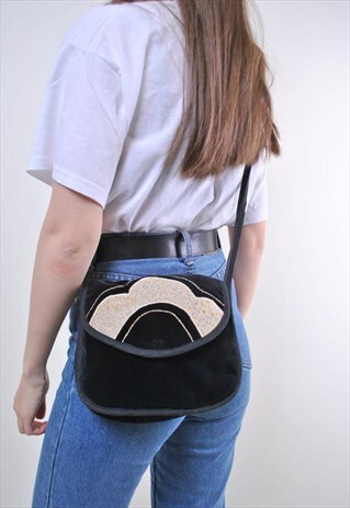 VINTAGE WOMEN BLACK VELVET MINI BAG