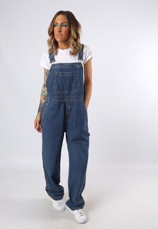 DENIM DUNGAREES CRAZY HORSE WIDE LEG VINTAGE UK 12 (P3M)