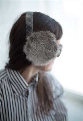 VINTAGE 90'S GREY FAUX FUR EARMUFFS