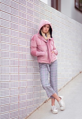 PAMPER VELVET PUFFER COAT - DUSTY PINK
