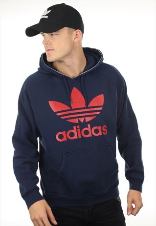 VINTAGE ADIDAS ORIGINALS BIG TREFOIL HOODIE SWEATSHIRT