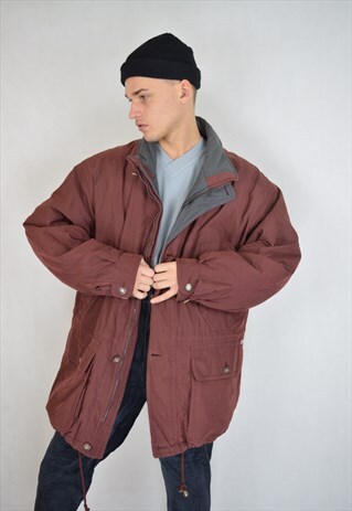 VINTAGE RED OVERSIZE RAVE PUFFER JACKET