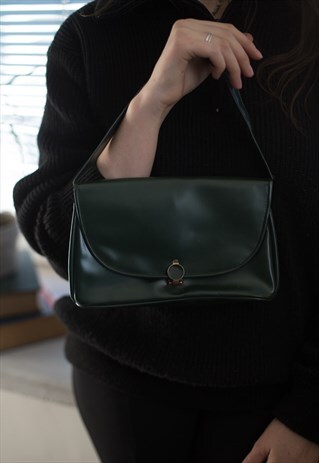 VINTAGE 80'S DARK GREEN HANDBAG