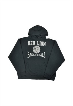 Vintage Red Lion Basketball Hoodie Sweatshirt Black Large