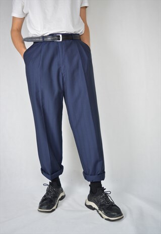 VINTAGE BLUE STRIPED REGULAR CLASSIC TROUSERS