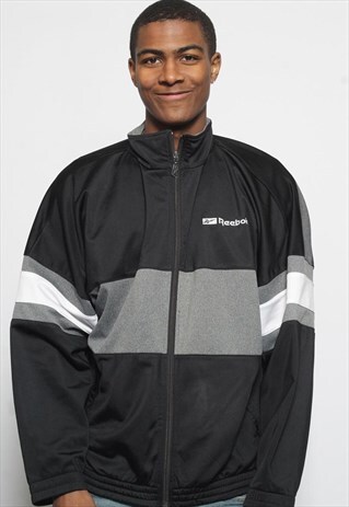 VINTAGE REEBOK LOGO TRACK JACKET BLACK