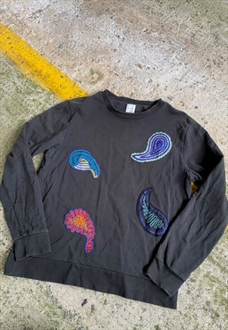 Vintage 90s Paul Smith Black Paisley Embroidered Sweatshirt