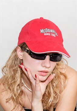 Y2K Vintage tasty Mcdonalds baseball cap in ketchup red