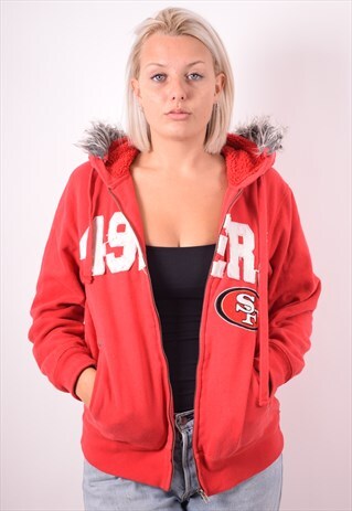 NFL WOMENS VINTAGE SF 49ERS HOODIE SWEATER MEDIUM RED 90S