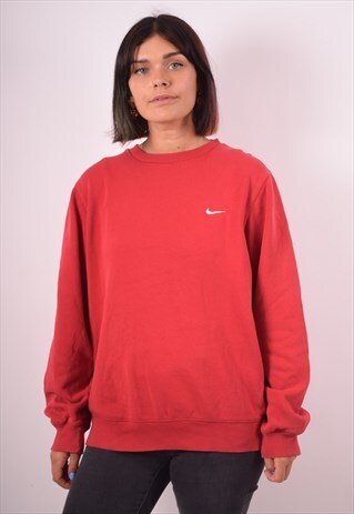 NIKE WOMENS VINTAGE SWEATSHIRT JUMPER MEDIUM RED 90S