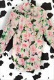 RETRO Y2K PINK PUSSYBOW FLORAL FLOWERY FLOWERS SHIRT BLOUSE