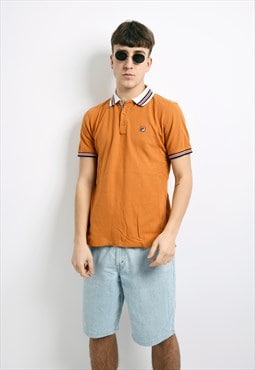 Vintage FILA polo shirt men's orange 90s style preppy top XS