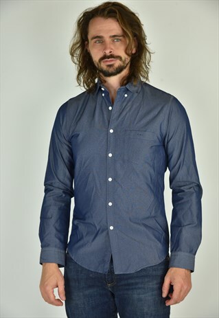 VINTAGE GUESS PLAID BLUE BUTTON DOWN SHIRT