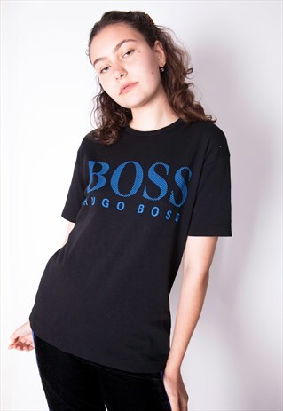 VINTAGE 90S HUGO BOSS BIG LOGO T-SHIRT ID:A213